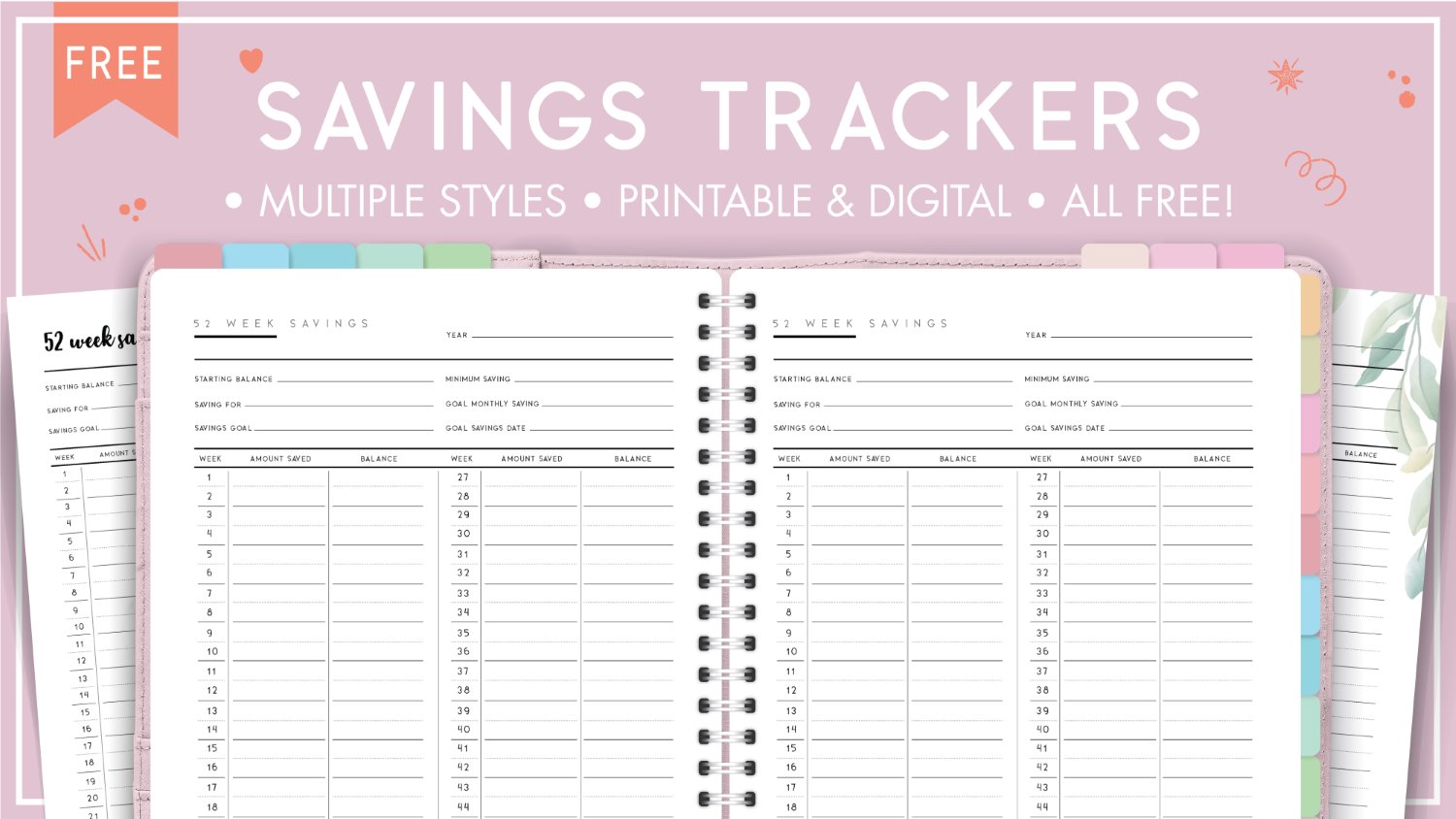 the free printable savings tracker - perfect for a smaller budget